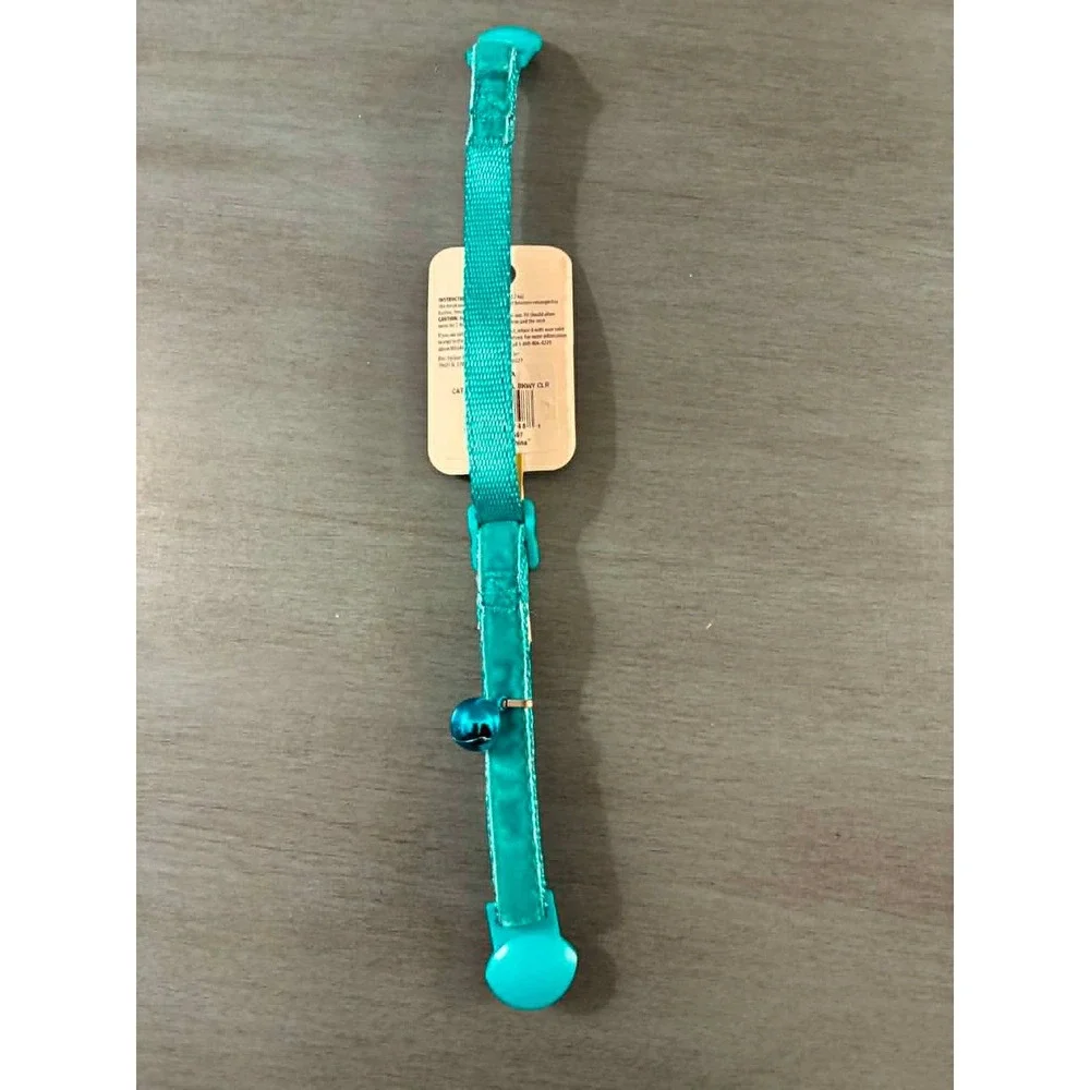 Whisker City Cat Collar OS‎ Teal Velvet Breakaway Bell Adjustable DJ16180A
